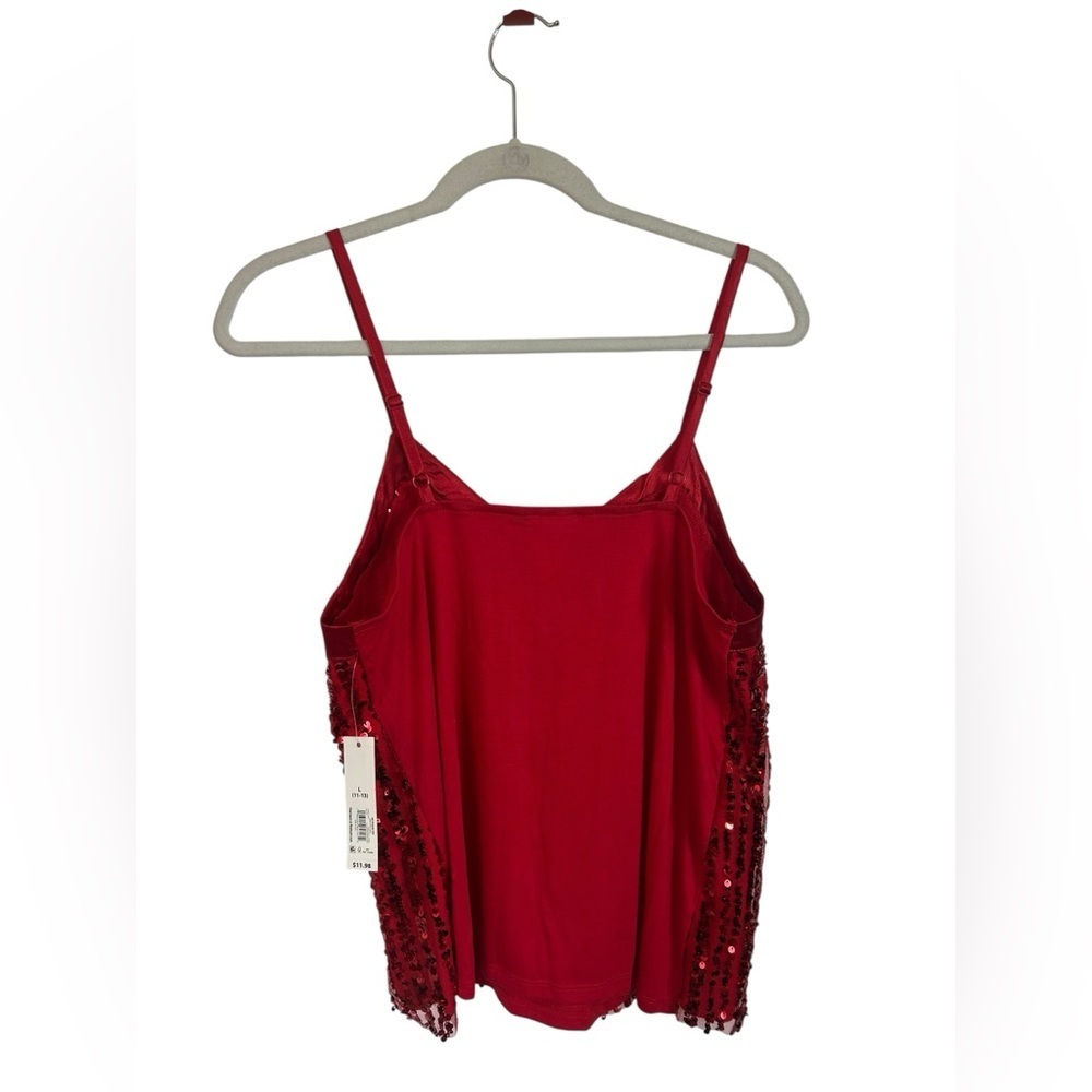 No Boundaries Red Sequin V-Neck Cami Tank Womens Juniors Size Large (11-13) NWT - Picture 4 of 11